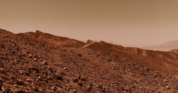 Mars Landing - Dry Rocky Land Under a Gloomy Sky