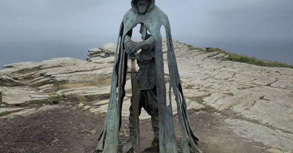 King Arthur - Gallos Statue at Tintagel Castle in Cornwall, England